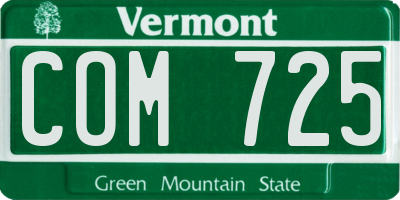 VT license plate COM725