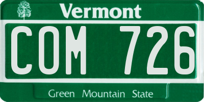 VT license plate COM726