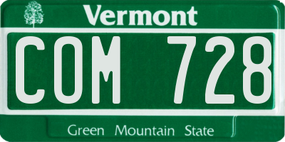 VT license plate COM728
