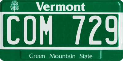 VT license plate COM729