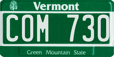 VT license plate COM730