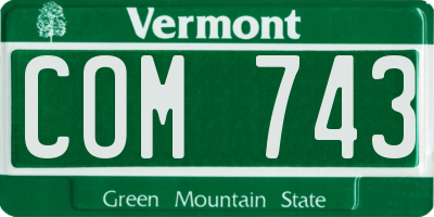 VT license plate COM743