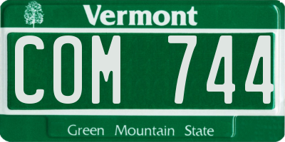 VT license plate COM744