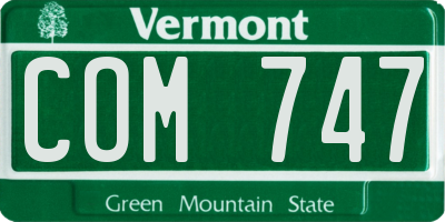 VT license plate COM747