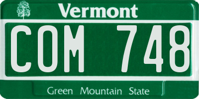VT license plate COM748