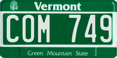 VT license plate COM749