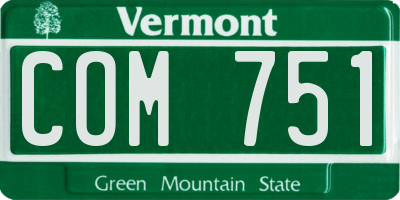 VT license plate COM751