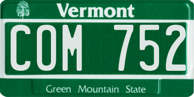 VT license plate COM752