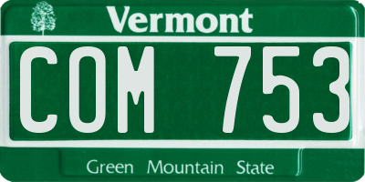 VT license plate COM753