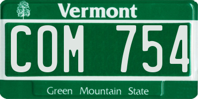 VT license plate COM754