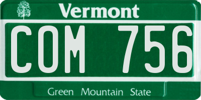 VT license plate COM756
