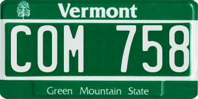 VT license plate COM758