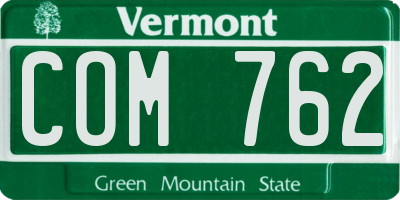 VT license plate COM762