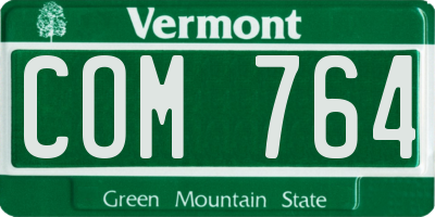 VT license plate COM764