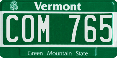 VT license plate COM765