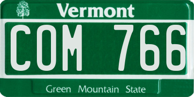 VT license plate COM766