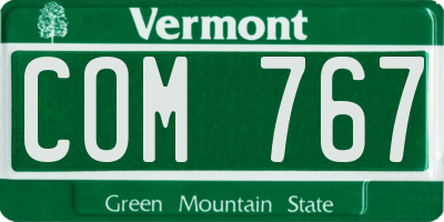 VT license plate COM767