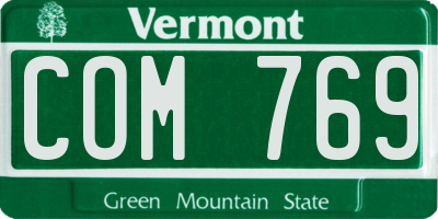 VT license plate COM769