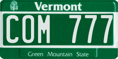 VT license plate COM777