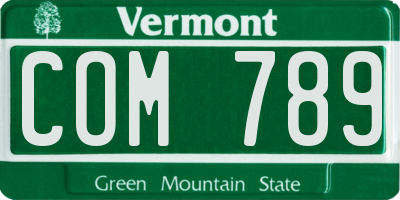 VT license plate COM789