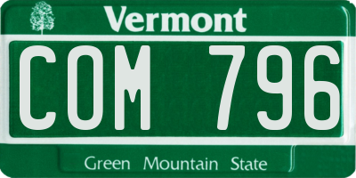 VT license plate COM796