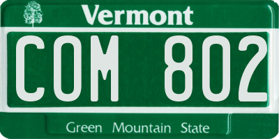 VT license plate COM802