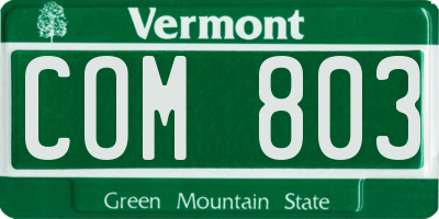 VT license plate COM803