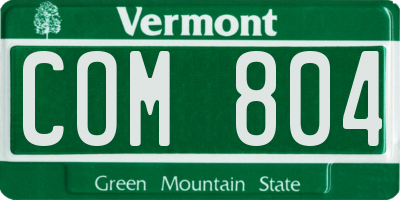 VT license plate COM804
