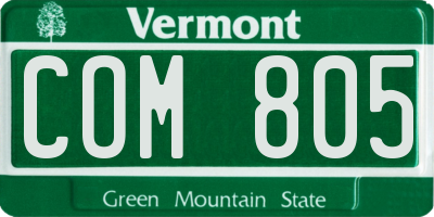 VT license plate COM805