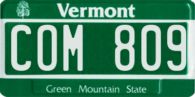 VT license plate COM809