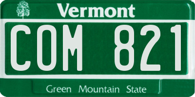 VT license plate COM821