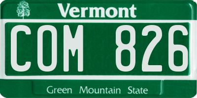 VT license plate COM826