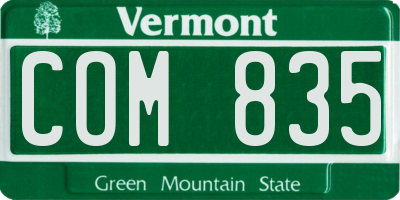 VT license plate COM835