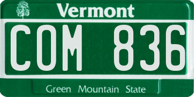 VT license plate COM836