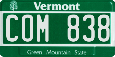 VT license plate COM838