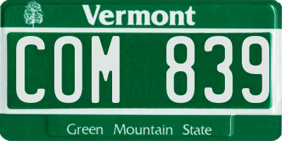 VT license plate COM839