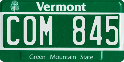 VT license plate COM845