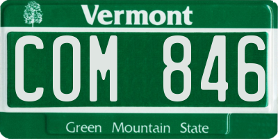 VT license plate COM846