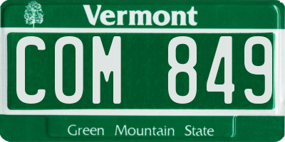 VT license plate COM849