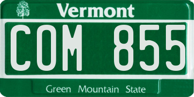 VT license plate COM855