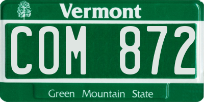 VT license plate COM872