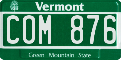 VT license plate COM876