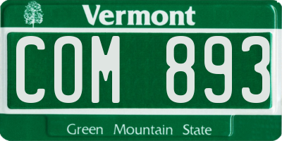 VT license plate COM893