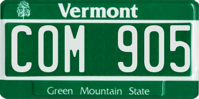 VT license plate COM905