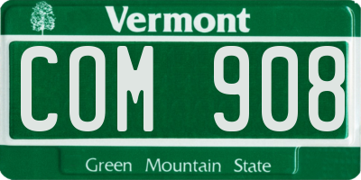 VT license plate COM908