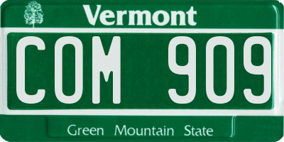 VT license plate COM909
