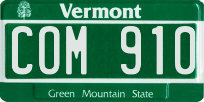 VT license plate COM910