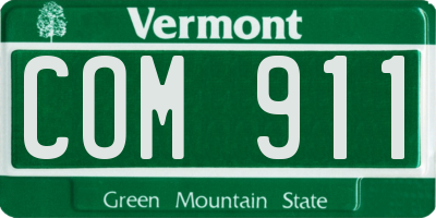 VT license plate COM911