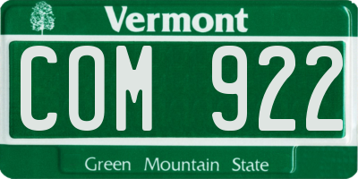 VT license plate COM922