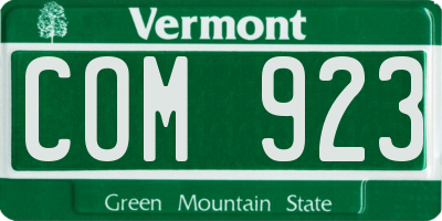 VT license plate COM923